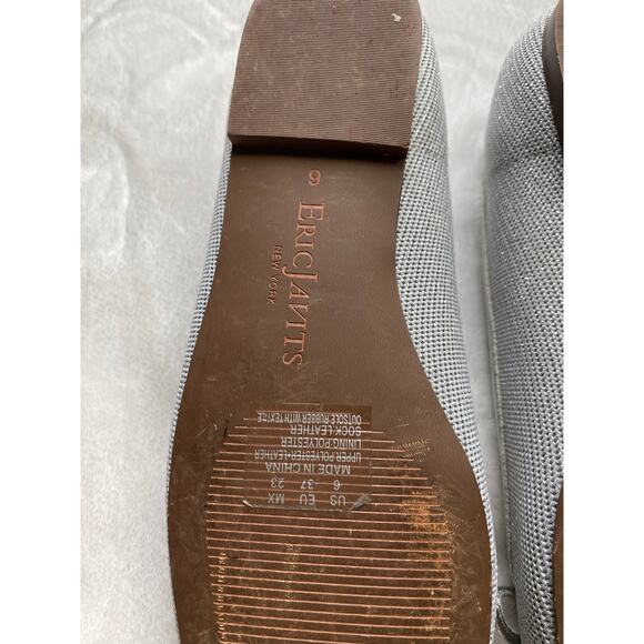 Eric Javits Paris Silver Square Toe Ballet Flat Bow 6 EU 37 GUC Summer Fall - Picture 11 of 11